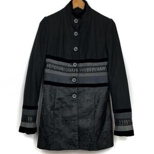 BKE Mock Neck Coat Car Length Velvet Tweed…